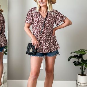 Maurice’s Red Floral Peplum Top - XS